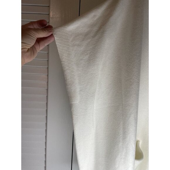 Alya Women’s Cream Mock Neck Poncho Sweater S/M Soft Knit Oversized with Pockets - Picture 3 of 10